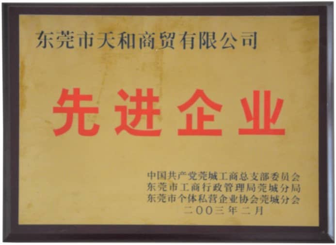 榮獲2003年東莞先進企業(yè)